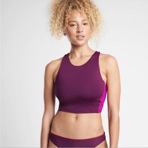 Athleta D-DD Colorblock Crop Bikini Top Swim Medium Velvet Plum